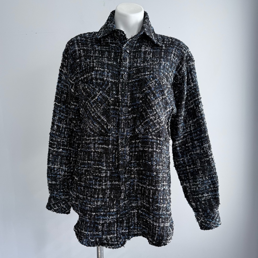 CHARLIE LUCIANO Tweed Overshirt Unisex XS Plaid Academial Shaket Fall Jacket - Picture 6 of 16